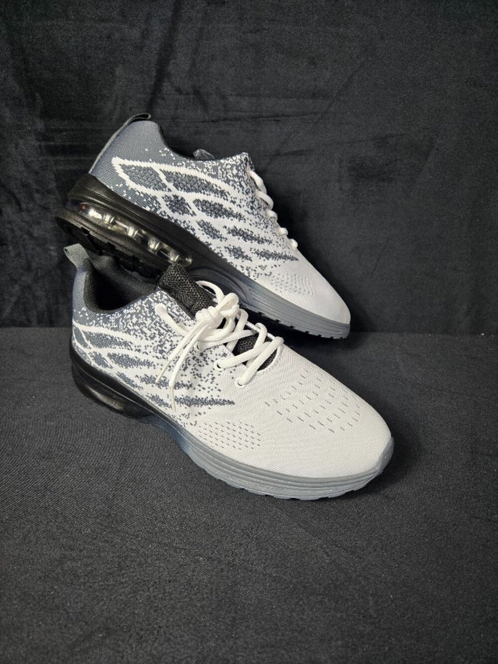 Fashion Professional Men's US 10.5 EU 44 Knit Air Cushion Sneakers Gray Black